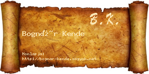 Bognár Kende névjegykártya